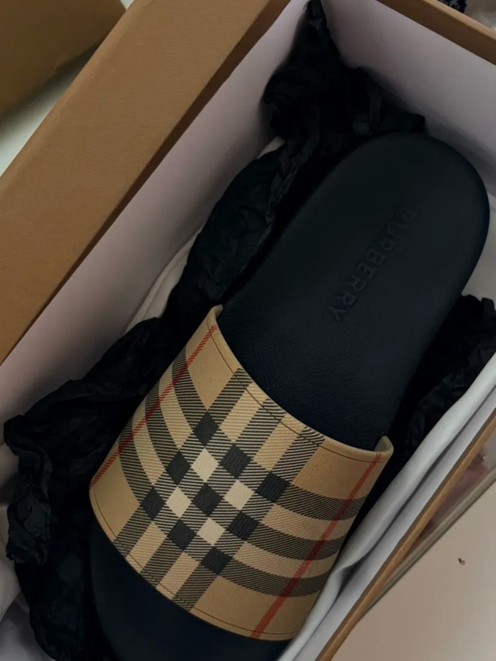 Burberry Vintage Check Black & Beige Men's Slide